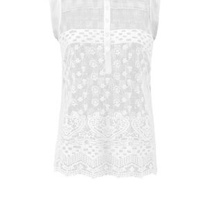 CAbi Embellished Cream Sleeveless Blouse